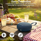 FIVERICH Magnetic Portable Bluetooth Speakers,IPX5 Shower Speaker Bluetooth Waterproof Extra Long Playtime,Support TF Card HiFi Sound Wireless Mini Speaker with BT 5.3 for Home, Beaches,Outdoor-Blue