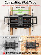 USX Mount Full Motion TV Wall Mount for 42-86 inch, TV Mount Swivel and Tilt,Wall Mount Bracket with Dual Articulating Arms Up to 132lbs, VESA 600x400mm, Max 16" Wood Studs, UL Listed XML019