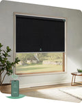 Yoolax Motorized Blinds App Control, Blackout Roller Shades for Windows, Cordless Automatic Shades Roller Window Blinds for Bedroom Living Room Office (Blackout Apex Black, 45" W x 72" H)