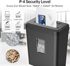 8-Sheet Cross Cut P-4 Security Paper Shredder, 4.2 Gal Bin with Portable Handle, Credit Card/Staple/Clip Shredder for Home Office