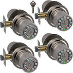 iulock Smart Door Knob with Keypad and Key,Keyless Entry Door Lock with Rubber Grip, Auto Lock,50 User Code,Waterproof, Easy to Install and Program for Bedroom(Stain Nickel Same Key 4 Pack)