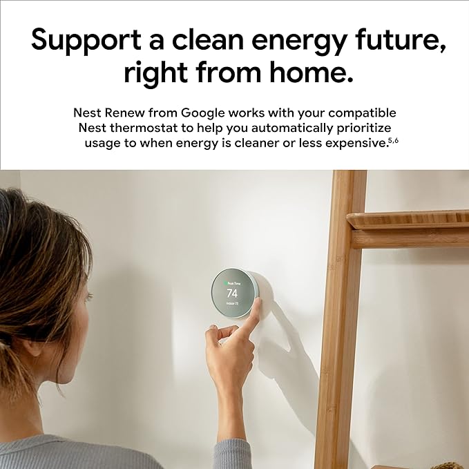 Google Nest Thermostat - Smart Thermostat for Home - Programmable Wifi Thermostat - Snow