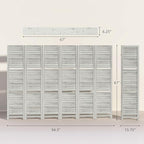 HOMCOM Room Divider, 6 Panel 67" Tall Wood Privacy Screen with 3 Display Shelves, and Folding Storage for Bedroom or Home Office, Distressed White