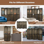 ECOMEX 6 Panel Room Divider, 5.6Ft Pegboard Display Wooden Room Divider Folding Privacy Screen Room Divider Freestanding Peg Board Display for Trade Show Craft Show Home Wall Organizer, Retro Brown