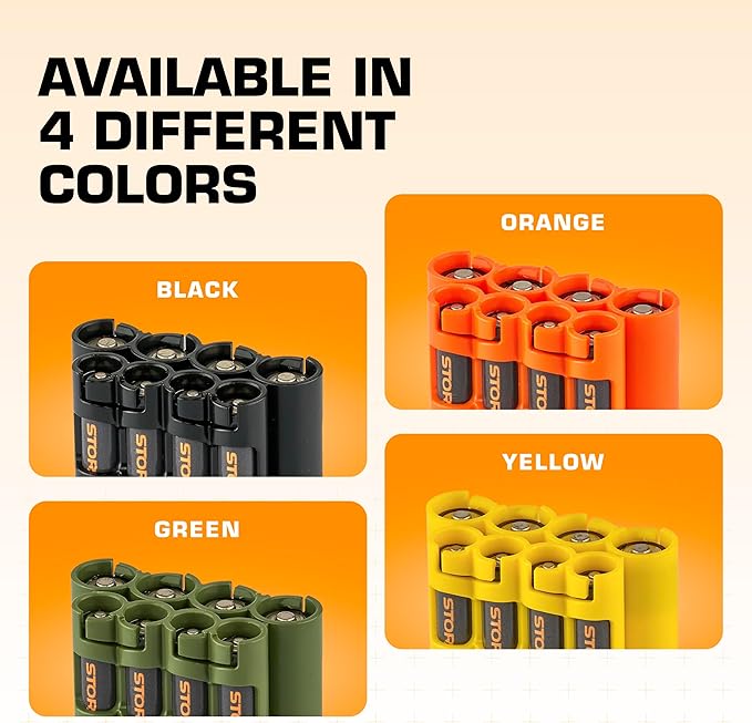 Storacell AA + AAA Combo Battery Storage Caddy and Dispenser (Pack of 2), Military Green, Holds 4 AA + 4 AAA Batteries (Not Included), Durable & Compact, The Original Battery Caddy, Made in USA