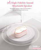 COLSUR Bluetooth Speaker Alarm Clock with Wireless Charger, FM Radio, Adjustable LED Night Light, 6 in 1 Bedroom Portable Speaker 2500mAh, Phone Stand for Bedside, Home, Office, Gift (Pink)