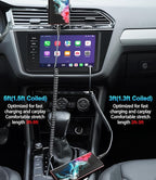 USB C to C Cable for Car 3FT&5FT, Coiled USB C Fast Charging Cable for iPhone 16 Short USB Type C Cable for iPhone 17/16/15/Pro Max/Plus/Samsung Galaxy S23, Compatible All Type C Devices-Black