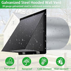 6 Inch Hooded Wall Vent with Screen and Damper,6 Inch Wall Exhaust Vent Cover Dryer Ventilation Cap Exterior for Kitchen Range Hood Air Exhaust,External Extractor w/Non Return Flap,Galvanized Steel