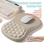KUOSGM 2-in-1 Ergonomic Set, Wave Rise Keyboard Wrist Rest and Massage Bulge Slope Mouse Pad Wrist Support, Cushion Memory Foam Integrated to Relieve Wrist Pain, Apricot