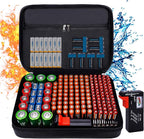 Fireproof Battery Organizer Storage Case Waterproof & Explosionproof, Safe Bag Fits 210+ Batteries Case - with Tester BT-168, Carrying Container Bag Energy Batteries AA AAA C D 9V Lithium 3V Holder