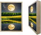 URVIP LED Glowing Photo Frame, 3D Starry-Sky Blue Moon Wall Art, 9x12 Inches Dimmable Light Up Light Painting for Bedroom, Unique Aesthetic Decor, Great Birthday Gift for Women Men