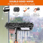 Chabatree Window Squeegee Cleaner Set 2-in-1 Window Cleaning Tool with Extendable Pole, Window Cleaning kit with Bendable Head for Indoor & Outdoor Glass for Car Indoor Outdoor High Windows（Kit2.0）
