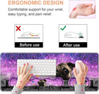 Ergonomic Keyboard Wrist Rest & Mouse Pad Wrist Rest Set, Large XXL Gaming Desk Mat 31.5"x 11.8" with Non-Slip Base, Memory Foam, Easy Typing Pain Relief for Home & Office, Cute Pug and Butterfly