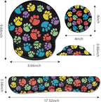 Keyboard Wrist Rest and Mouse Pad Wrist Support Set with Coasters, Non-Slip PU Base Ergonomic Gaming Mousepad for Home Office Working Studying Easy Typing & Pain Relief, Colorful Dog Paw Print