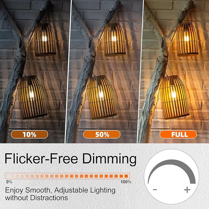GvvooHome LED Candelabra Light Bulbs, 40 watt Equivalent Chandelier Bulbs, E12 LED Bulb Dimmable, 2200K Amber Warm, B10 Candle Light Bulb, 90+CRI, 400LM, Amber Glass Finish, 6 Pack