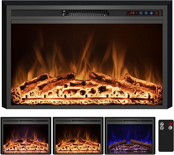 Electric Fireplace, 43" Electric Fireplace Inserts, Recessed Fireplace Heater with Remote Control, Adjustable Flame Colors, Timer&Overheating Protection, 750/1500W