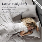 Bambaw 100% Viscose Derived from Bamboo King Size Sheets Set – 4pcs Cooling Sheets for Hot Sleepers, Deep Pocket King Sheet Set Cooling Fits Up to 16'' with Elastic Corner Straps (Moonlight Gray)