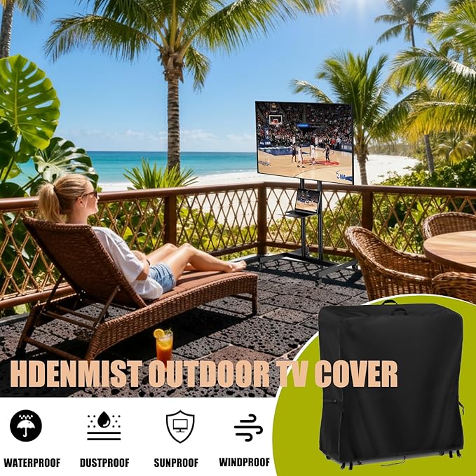 Hdenmist Outdoor TV Cover 67 Inch Weatherproof, Waterproof Outdoor TV Stand Covers for Rolling Mobile TV Stand Cart, Heavy Duty TV Screen Protector Covers for Outside- 67”L x 14”W x 55”H(Cover Only)