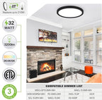 hykolity 18 Inch LED Round Flat Panel Light, Black, 32W, 3200lm, 3000K/4000K/5000K CCT Selectable, 120°Beam Angle, Dimmable Edge-Lit Flush Mount Ceiling Light Fixture - ETL Listed