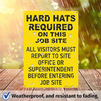 Brimar - 10" x 14" - Hard Hats Required on Job Site Sign - .055″ Polyethylene Plastic - Bold Text - Easy Installation