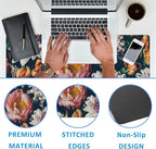 EOBKLAX Vintage Beautiful Flowers Desk Mat,Large Gaming Mouse Pad,Non-Slip Rubber Base Desk Pad with Stitched Edges for Desk Office Home Decor 35.4X15.7 Inch