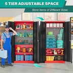 SISESOL Wide & Deep Metal Storage Cabinet with Lock & Adjustable Shelves,72" Red Black Garage Storage Cabinet with Locking Doors,Lockable Cabinets for Home,Office,Shop,Garage,Basement 72x36x18
