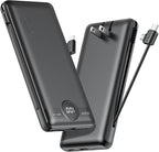 Statik GoHub Slim Portable Charger with Wall Plug, Portable Charger Built in Cables, Universal Charging Station Multiple Devices, 10000mAh Power Bank USB C Portable Phone Charger Battery Pack 1 Pack