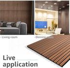 Art3d 2 Wood Slat Acoustic Panels for Wall and Ceiling - 3D Fluted Sound Absorbing Panel with Wood Finish - Walnut