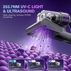 Mxnsewr Mattress Vacuum Cleaner, Ultrasonic Bed Vacuum Cleaner with 18Kpa Strong Suction, 150°F Heat & 253.7nm UV-C Light, Intelligent Dual Cup, One-Click Dust Removal for Bed, Sofa, Pet Hair, Grey