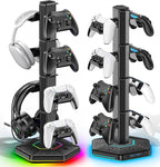 Kytok Headset And Controller RGB Stand for Xbox/ PS5/ PS4 Controller, Headphone & Remote Holder for Desk with 9 RGB Lights & 2 USB 3.0 Ports, Gaming Organizers & Storage Accessories for Gaming Gift