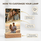 MamaEra Valentine’s Day Gift for Him - Personalized Photo Collage Night Light for Couples - Custom Acrylic LED Lamp with Names & Engraved Wooden Base - Romantic Anniversary, Wedding