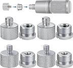 IXTECH Mic Stand Adapter Set - 8 Piece Metal Tripod Adapter Kit - 5/8 Female to 3/8 Male & 1/4 Female to 5/8 Male - ADP02A Silver