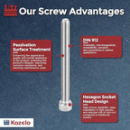 Kozelo 2pcs Socket Head Cap Screws - [M10-1.5 x 100mm] 304 Stainless Steel Allen Socket Drive for Electrical Motor 3D Printing Fan Engine Replacement Use, Silver