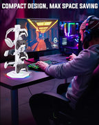 Kytok RGB Controller Holder for PS5/PS4/Xbox/Switch, Headphone Stand with 2 USB Charging Ports and Type-C and Headphone Jack, Headset Holder with Cable Organizer, Controller Stand for Desk, 4 Tiers