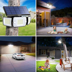 intelamp Solar Flood Lights Outdoor Waterproof, 6000mAh 1200LM Solar Powered Dual Motion Sensor LED Lighting Dusk to Dawn Security Floodlight Exterior with Remote for Outside Garden House Patio