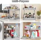 Ukeetap 2 Pack Multi-Purpose Pull-Out Storage Organizers, Under Sink Organizers and Storage for Bathroom & Kitchen, Under Cabinet Organizers and storage, 12.8 Inch, Grey
