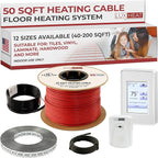 LuxHeat 50sqft Floor Heating Cable Kit - 240v Heated Tile Floor System - Heated Flooring System Includes UDG4 Programmable Thermostat w/GFCI, Underfloor Heating Cable, Strapping, Sensor & Alarm