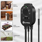 2 Pcs Plug in Thermostat for Heater, Thermostat Plug Outlet with 4.9FT Power Cord, Heating and Cooling Thermostats Outlet with Temperature Probe for Space Heater, Greenhouse Fan (Black)