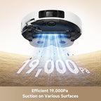 Mova P50 Ultra Robot Vacuum Cleaner with Flexible Mop, 19,000 Pa Suction Power with Anti-Tangle Brush, Corner and Edge Cleaning, 167℉ Automatic Cleaning & Self-Drying & Cleaning, Auto Empty & Refill