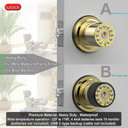 iulock Smart Door Knob with Keypad and Key,Keyless Entry Door Lock with Rubber Grip, Auto Lock,50 User Code,Waterproof, Easy to Install and Program for Bedroom Garage Office Gate (Golden)