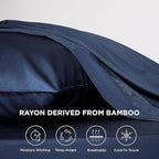 Bedsure Cooling Sheets Twin XL, Rayon Derived from Bamboo, Breathable & Soft Twin XL Sheet Sets, Deep Pocket Up to 16 Inches, Hotel Luxury Silky Dorm Bedding for Hot Sleepers, Navy