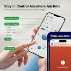 Frizzlife LP365 Smart Water Monitor and Automatic Shutoff - 0.01GPM Ultrasonic Micro Leak Detection, APP Wi-Fi Remote Control, Real-Time Flow/Temp Monitoring, 24/7 Water Usage Reports, 3/4" and 1"