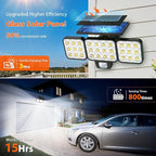 WdtPro Solar Lights Outdoor Flood Light 3 Pack, 3500LM Bright Motion Sensor Outdoor Lights, 3 Heads & Upgrade Glass Panel, LED Solar Powered Security Light Spotlights Waterproof for Outside Yard