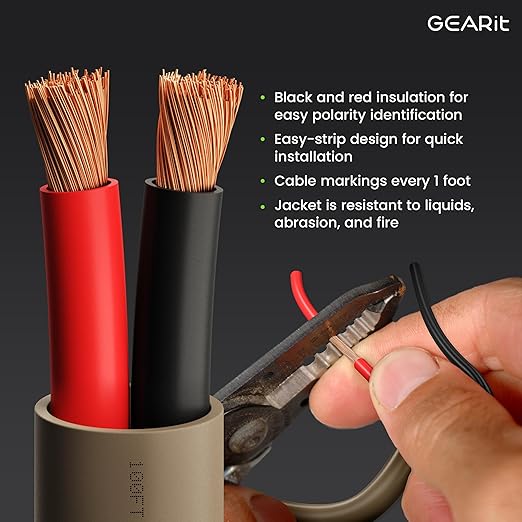 GEARit Outdoor Speaker Wire CL3 Rated, 14 Gauge Speaker Wire, Speaker Cable 100 ft for Outdoor Speakers, Patio, Garden, Backyard Audio, Direct Burial in Ground/in Wall, OFC (Brown, 2-Conductors)