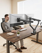 monTEK Dual Monitor Stand for 2 Screens 17 to 35 Inch, Heavy Duty Monitor Mount Arm, VESA Mount Desk Stand with C-Clamp/Grommet Base, Holds up to 24.3 lbs Per Arm, VESA 75/100mm, Gray, MA1010DG-D