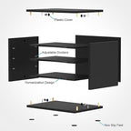 FITUEYES Wood Desk Paper Organizer with 4 Tiers Storage, Desktop File Holder, Document Letter Sorter Tray with Adjustable Shelves, Home Office Wooden Mail Rack, Black
