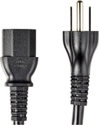 Amazon Basics PC Power Cord, 12 feet, AC Power Cord for Monitor, Computer, TV, 3 Prong, 18 AWG, 125 Volts, Black