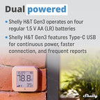 Shelly H&T Gen3 Mocha | Wi-Fi and Bluetooth Smart Temperature & Humidity Sensor with Remote App Control & Monitoring | Smart Scenes | Notification Alerts | LCD Display | Free Data Storage Export