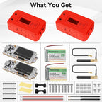 Meshnology 2 Set ESP32 LoRa V3 Module Board with 915 MHz Antenna + 3000mAh Battery + Protect Case - with WiFi Blue Tooth SX1262 CP2102 0.96” OLED Display Type C for Ar duino Meshtastic IOT (N35, Red)
