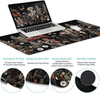 LIMKRIAN Mushroom Mouse Pad Set Large Desk Matt for Desktop, Ergonomic Mouse Pad with Wrist Rest, Gaming Mouse Pad Wrist Support Keyboard Mat Cup Coaster Set Office Desk Decor Accessories